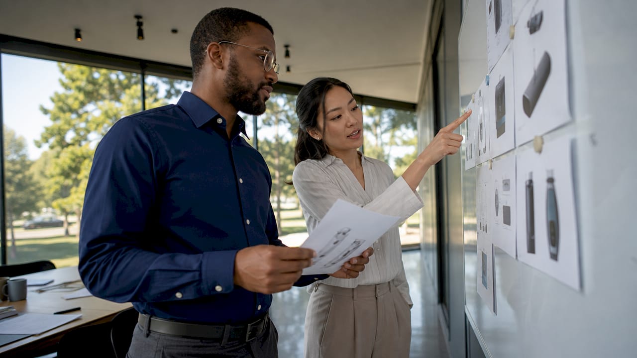Pair discussing design versus manufacturing defects