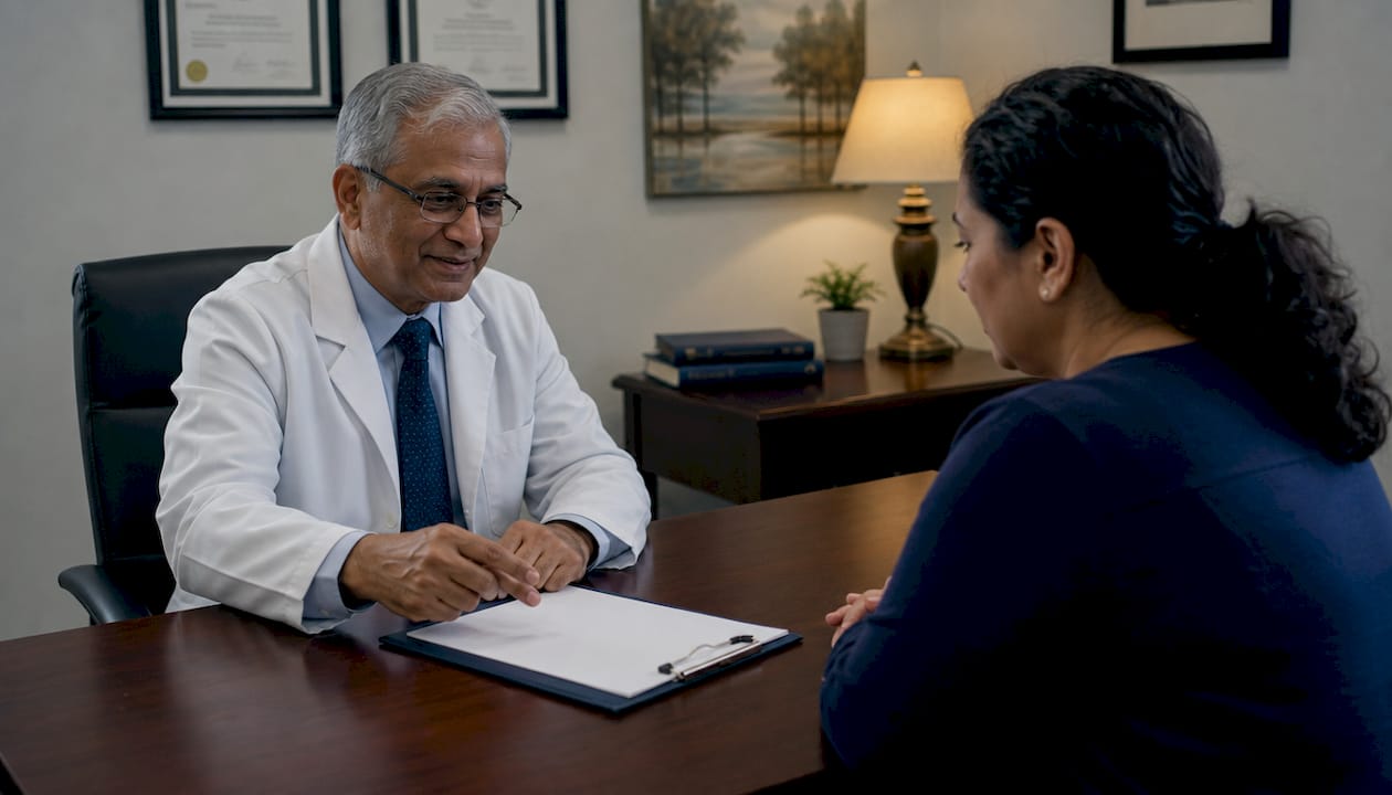 Doctor administering neuropsychological test