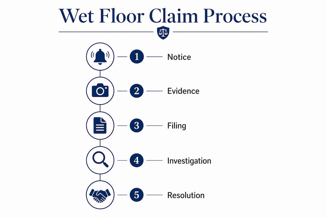 Infographic illustrating wet floor claim process