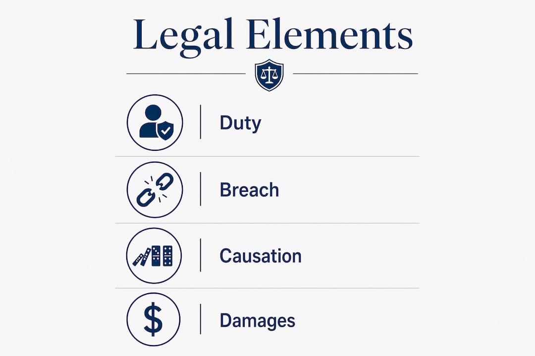 Infographic illustrating four legal elements