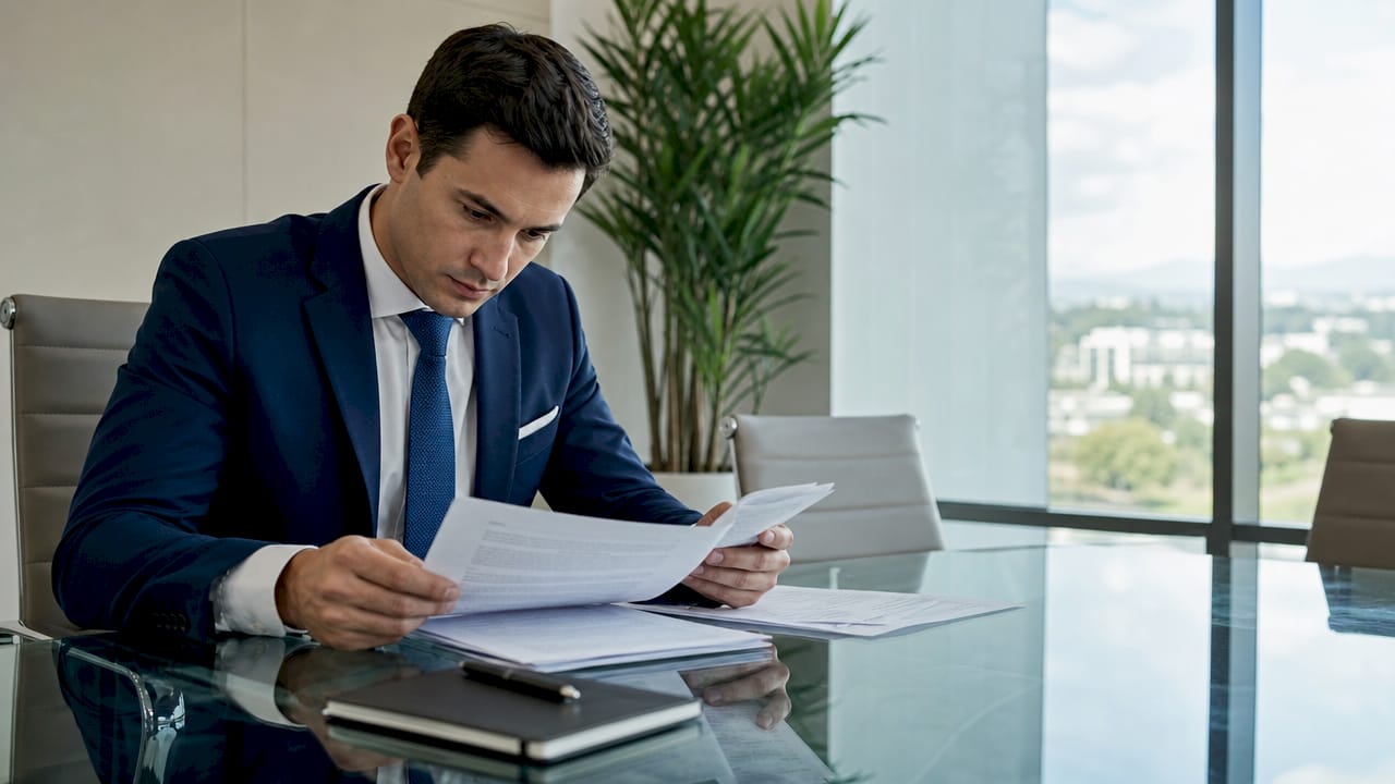 Insurance adjuster reviewing accident claim paperwork