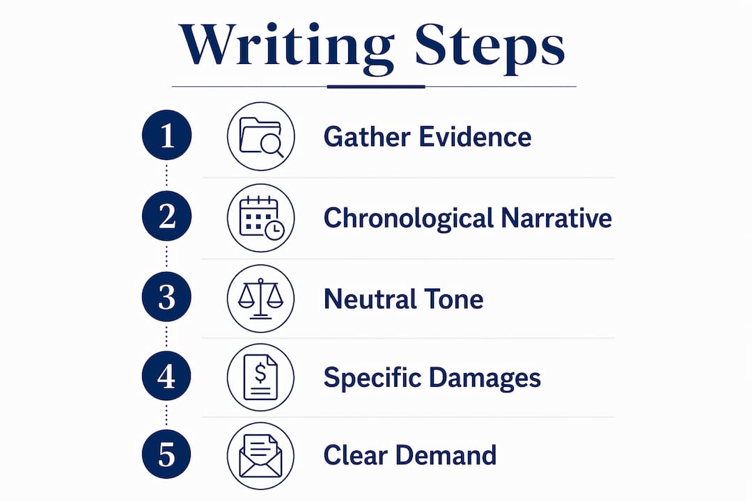 Infographic illustrating demand letter writing steps