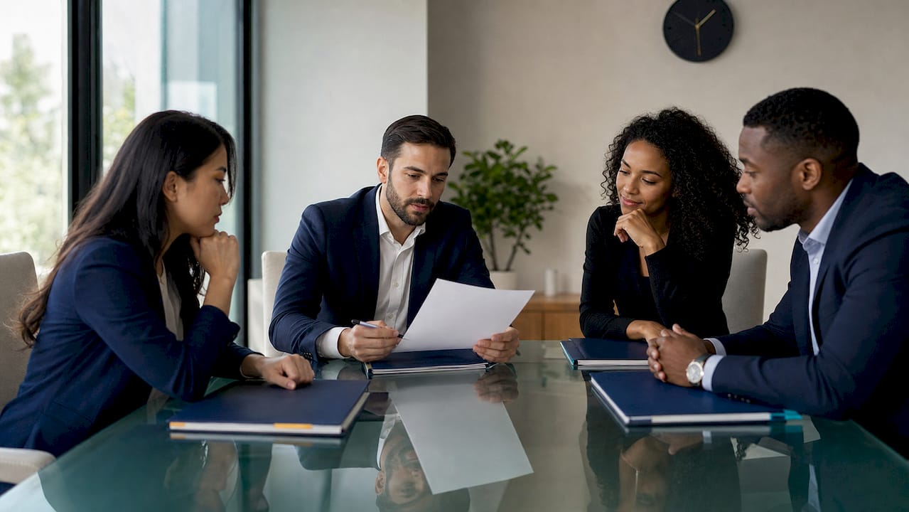 Hands reviewing auto insurance policy documents