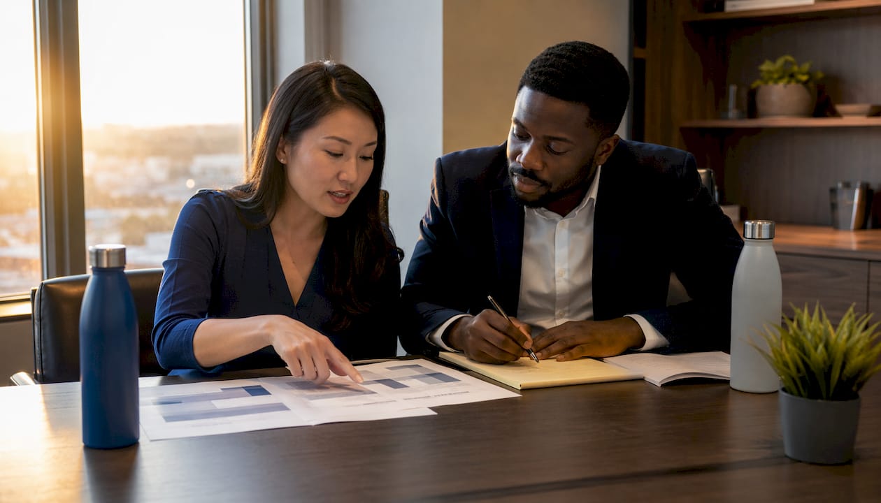 Professionals reviewing Uber insurance coverage papers