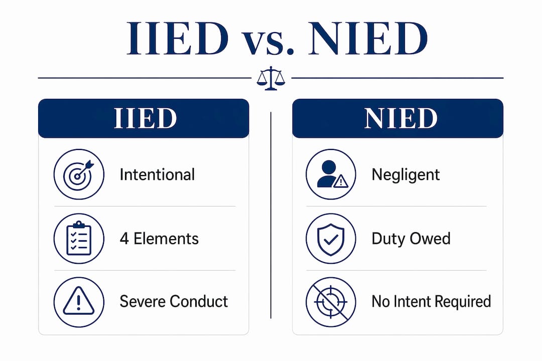 Infographic comparing IIED and NIED legal claims