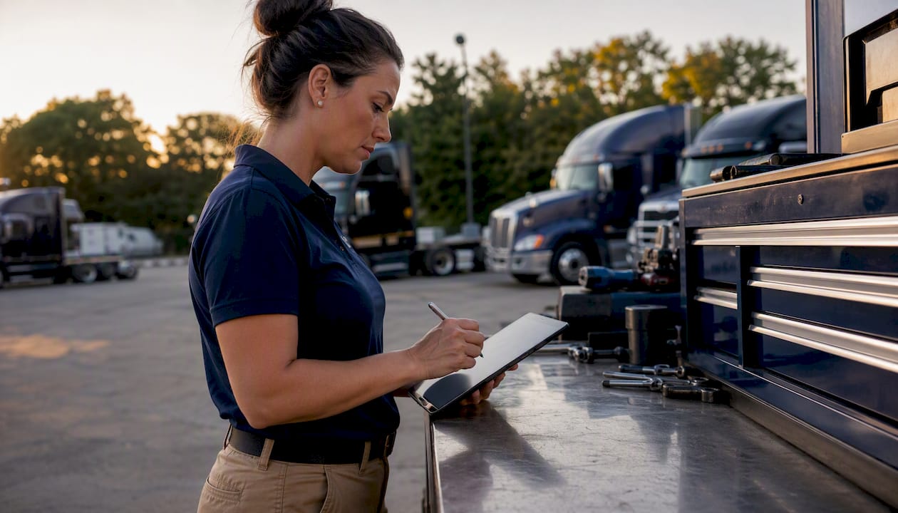Fleet manager interacting with digital truck inspection report