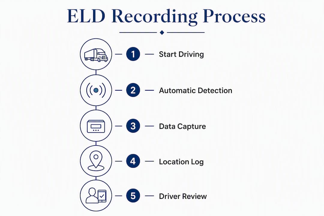 Infographic showing ELD automatic recording process steps