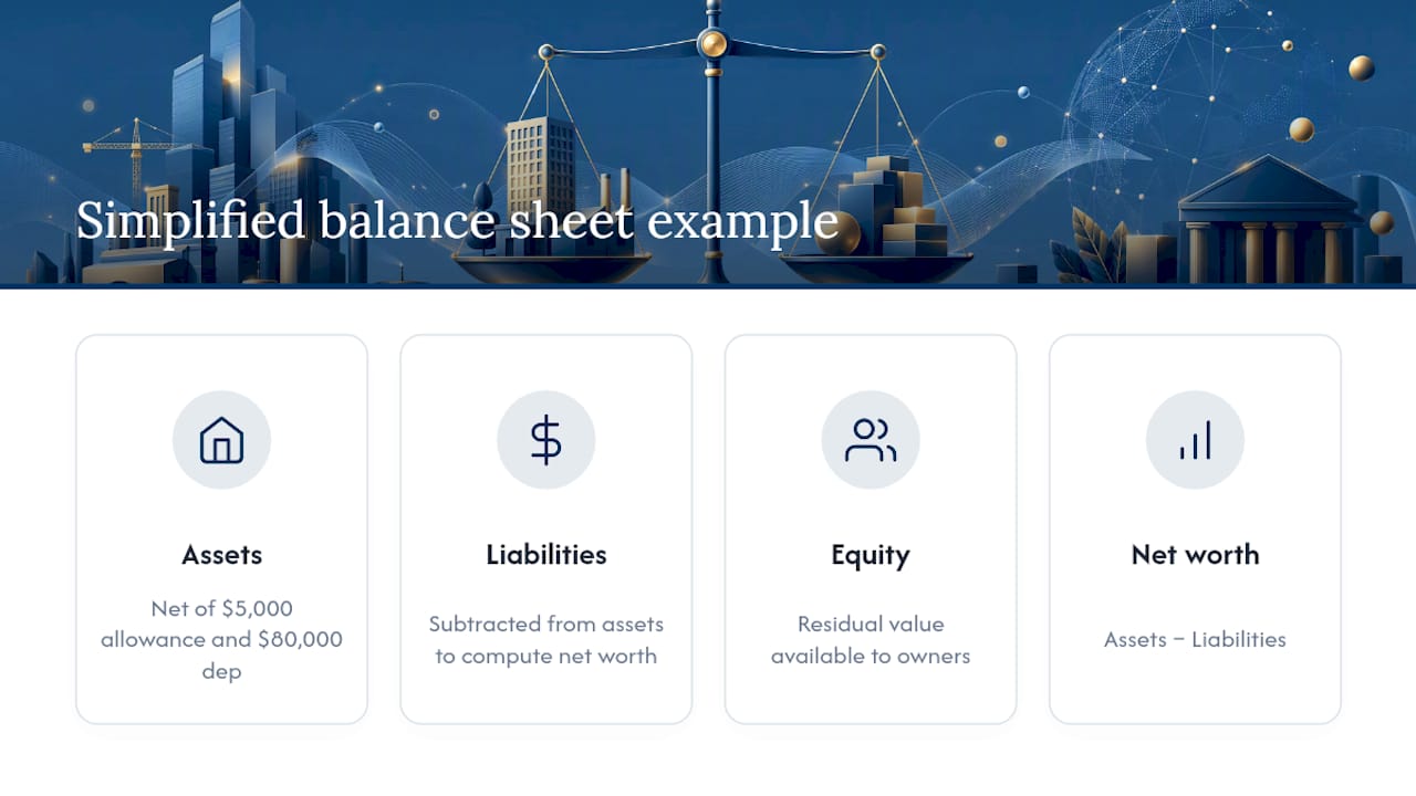 Diagram of net worth calculation from balance sheet
