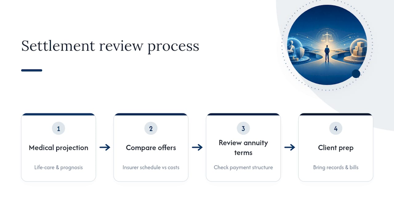 Settlement offer review and negotiation process