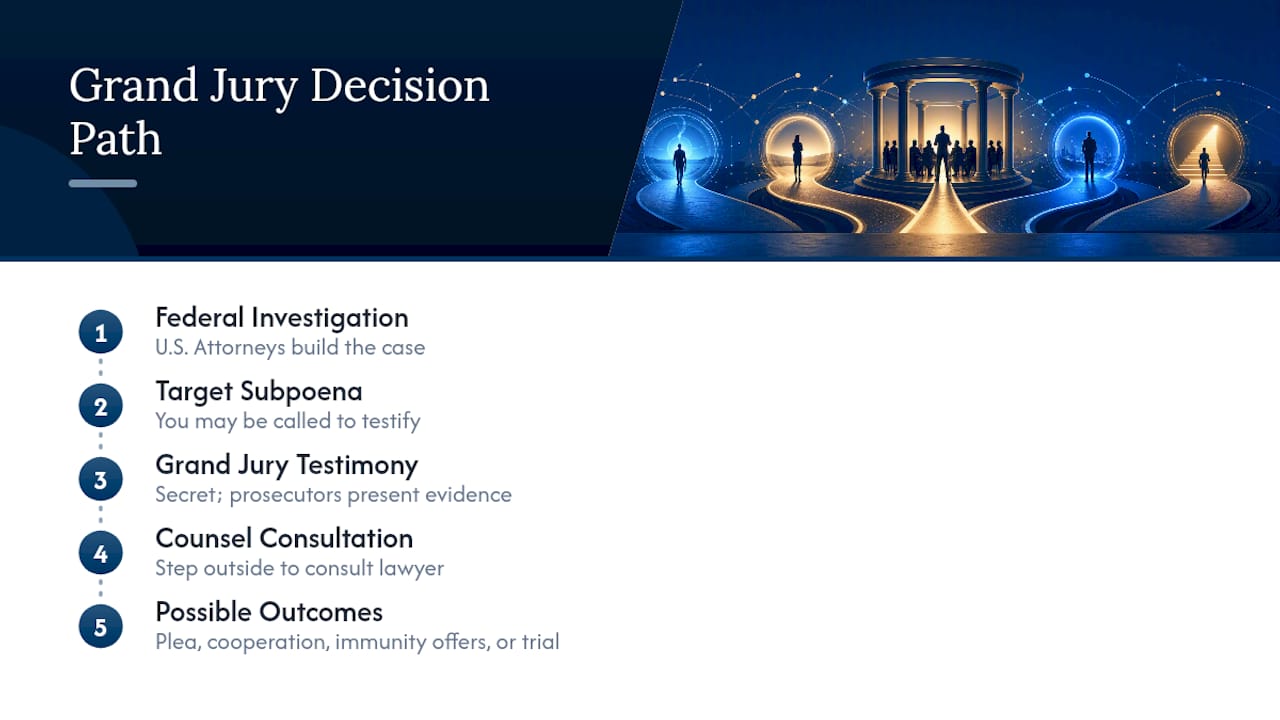 Grand jury investigation pathways and counsel decisions