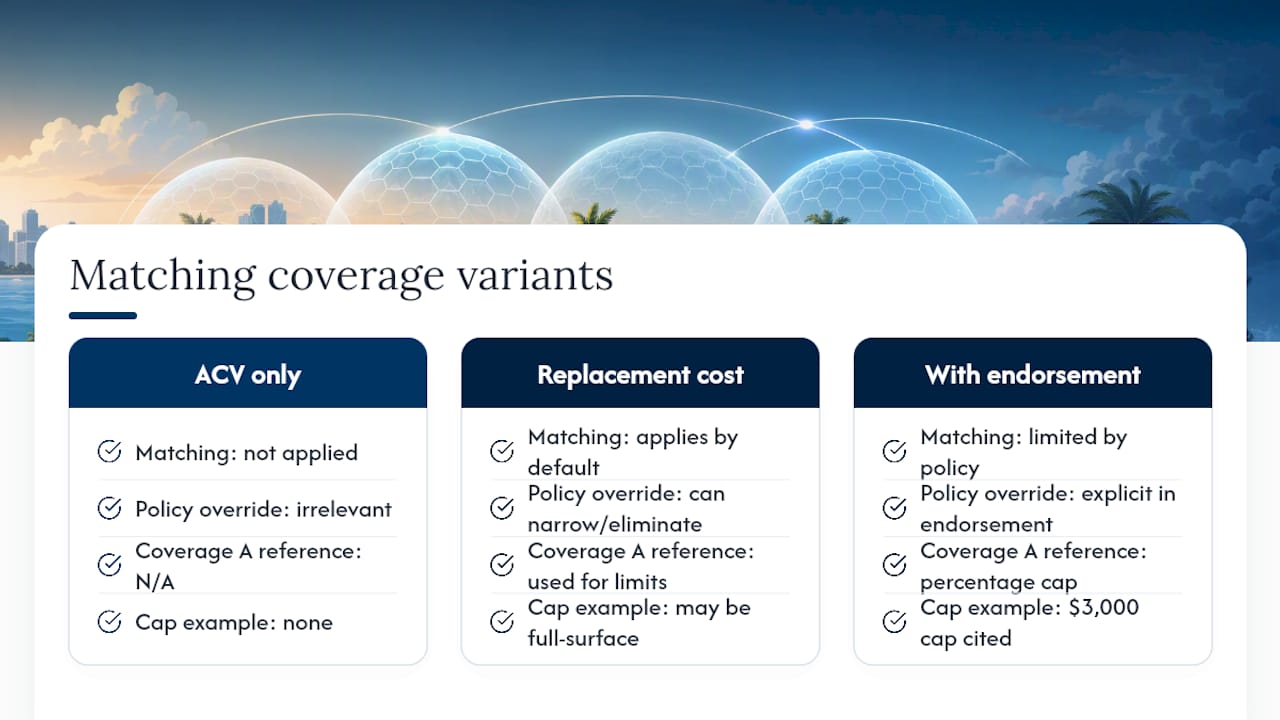 How policy endorsements cap matching coverage