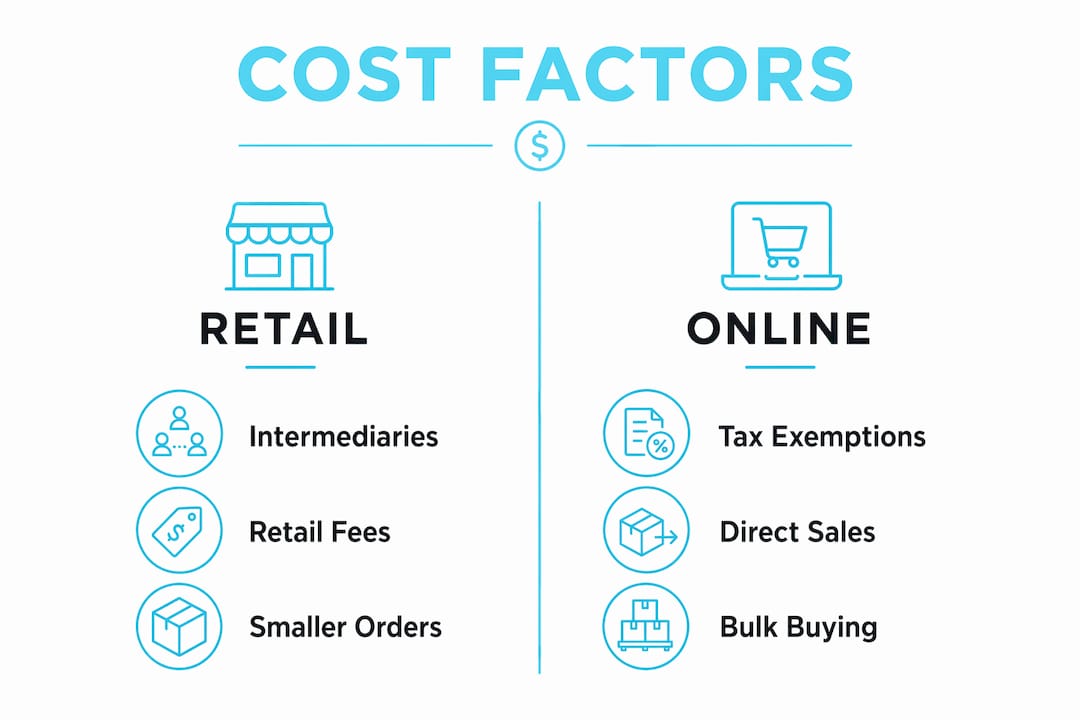 Infographic comparing retail and online tobacco cost factors
