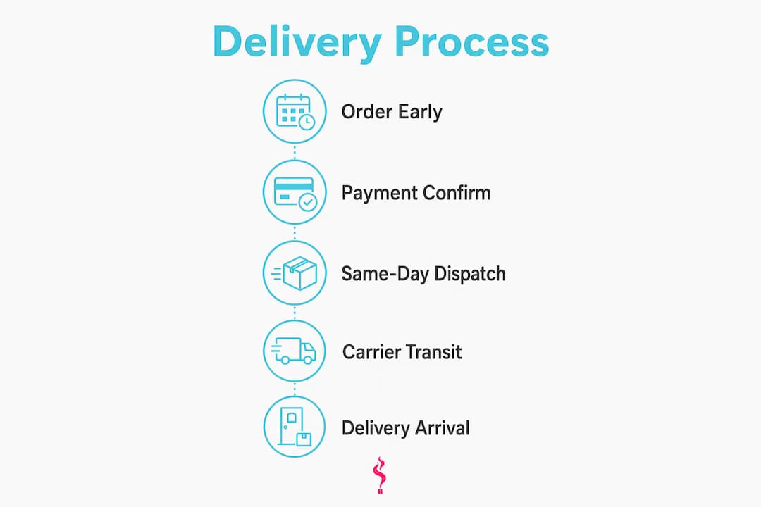 Infographic showing tobacco delivery process steps