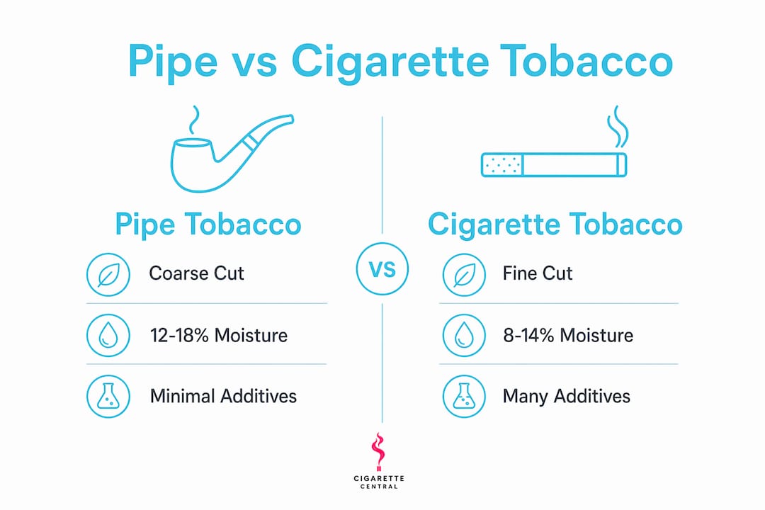 Infographic comparing pipe tobacco and cigarette tobacco