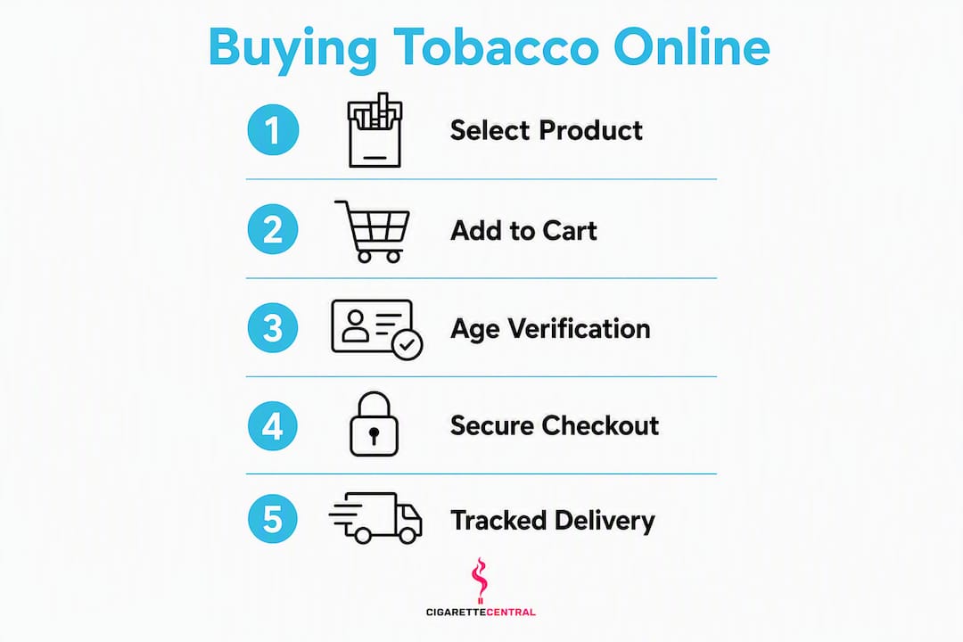 Infographic showing steps to buy tobacco online