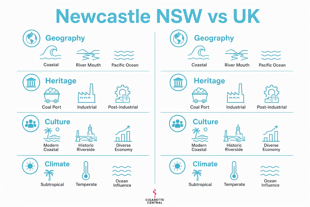 Infographic comparing Newcastle NSW and Newcastle UK