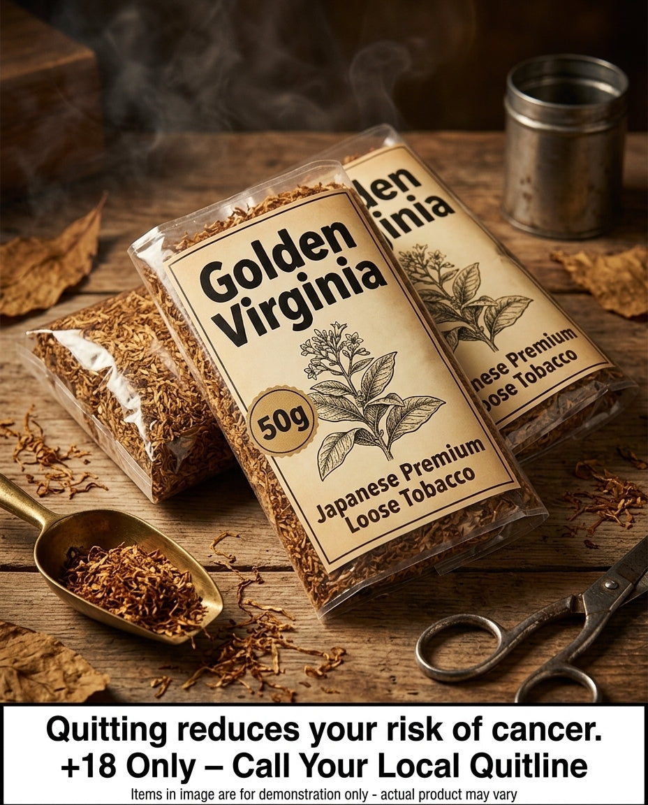 Golden Virginia 100g Japanese Premium Loose Tobacco – Smooth Roll-Your-Own Classic, Fast Shipping to Your Door