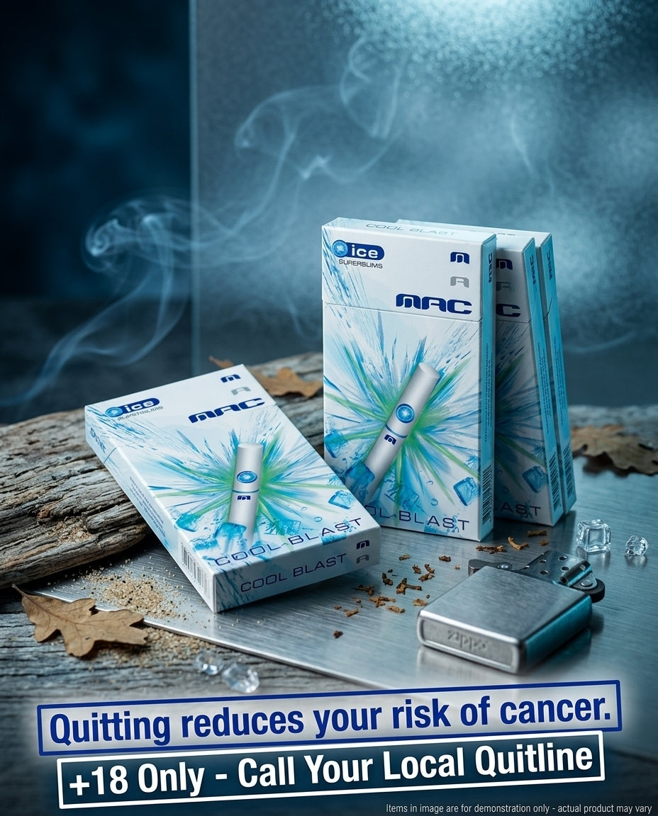 Mac Super Slim Ice Cool Blast Cigarettes 20s x 10 Packs – Icy Menthol Slim Experience, Online Order with Fast Shipping