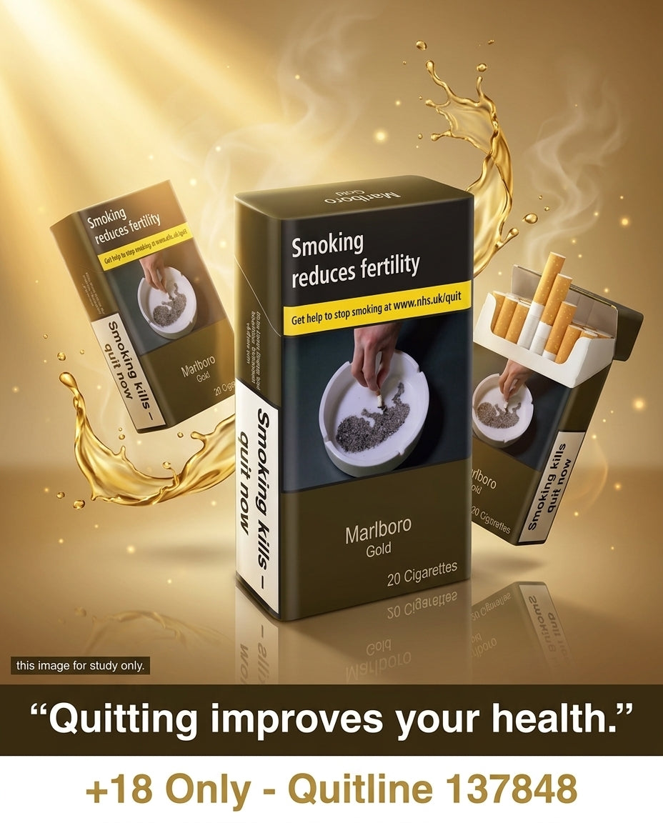 Marlboro Gold Cigarettes 20s x 10 Packs - Smooth Light Premium Blend Clean Finish