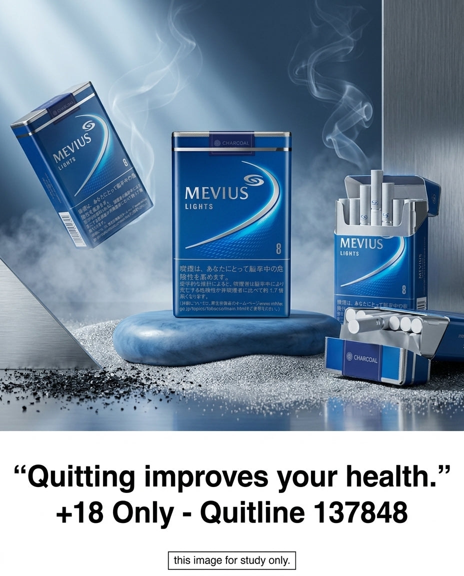Mevius Premium Light Charcoal No.8 Cigarettes 20s x 10 Packs - Smooth Charcoal Filter Fast Delivery Australia-Wide Best Price