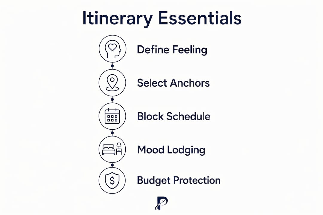 Infographic showing essential steps of experience-based itinerary