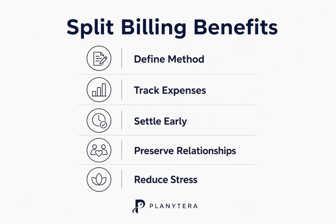 Infographic outlining key benefits of split billing