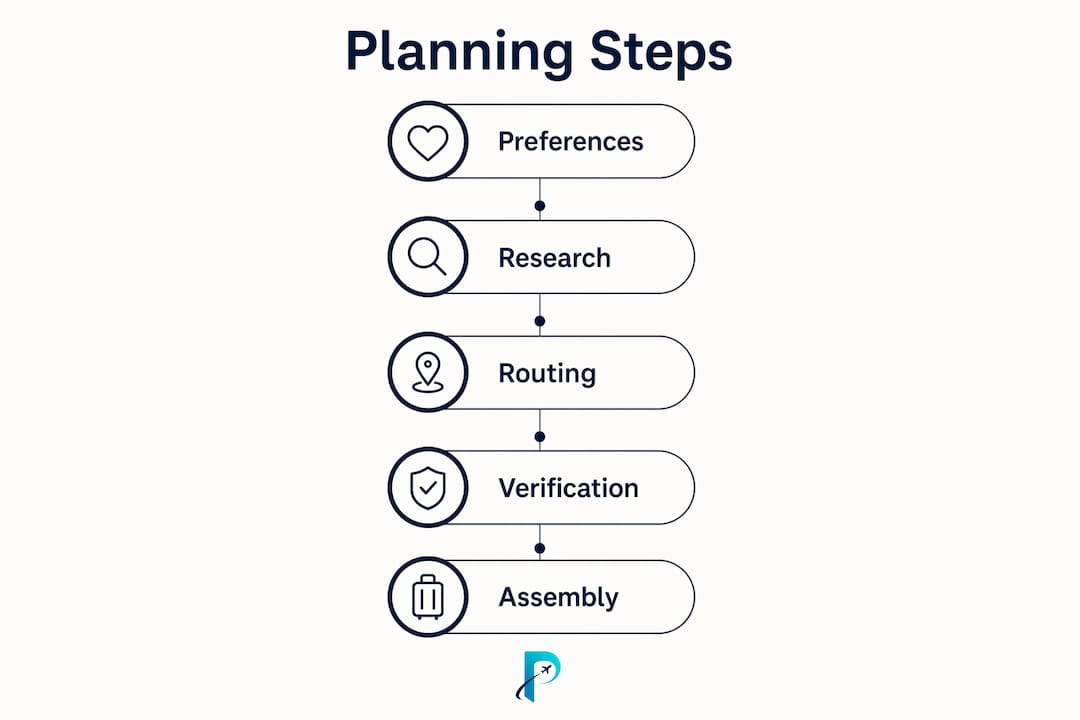 Infographic showing personalized itinerary planning steps
