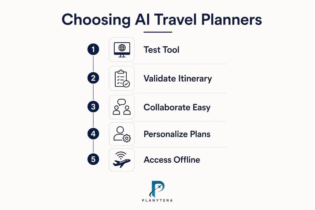 Infographic showing steps to choose travel planner