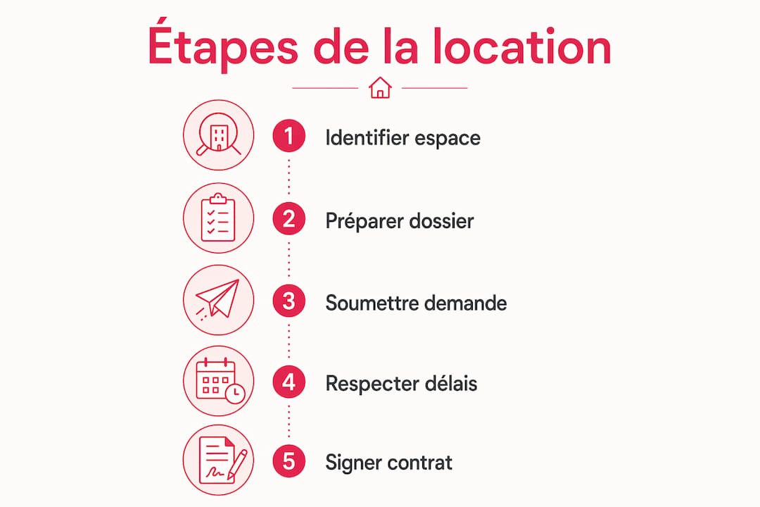 Découvrez en infographie les différentes étapes pour déposer une demande de location d’un espace urbain.
