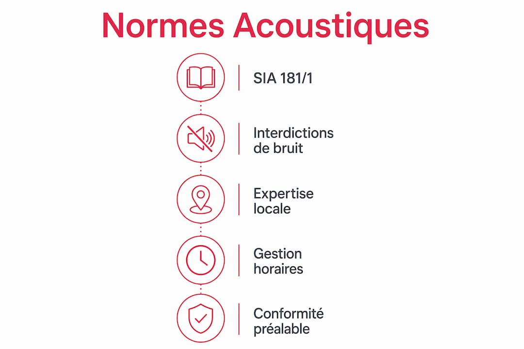 Illustration des différentes étapes de la réglementation acoustique