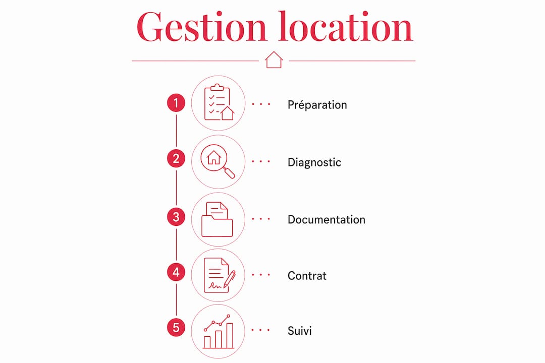Schéma des différentes étapes clés pour gérer efficacement une location