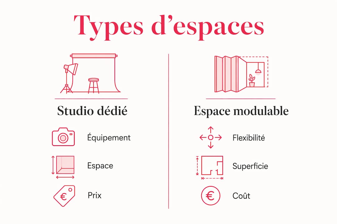Comparatif visuel des différents types d’espaces photo