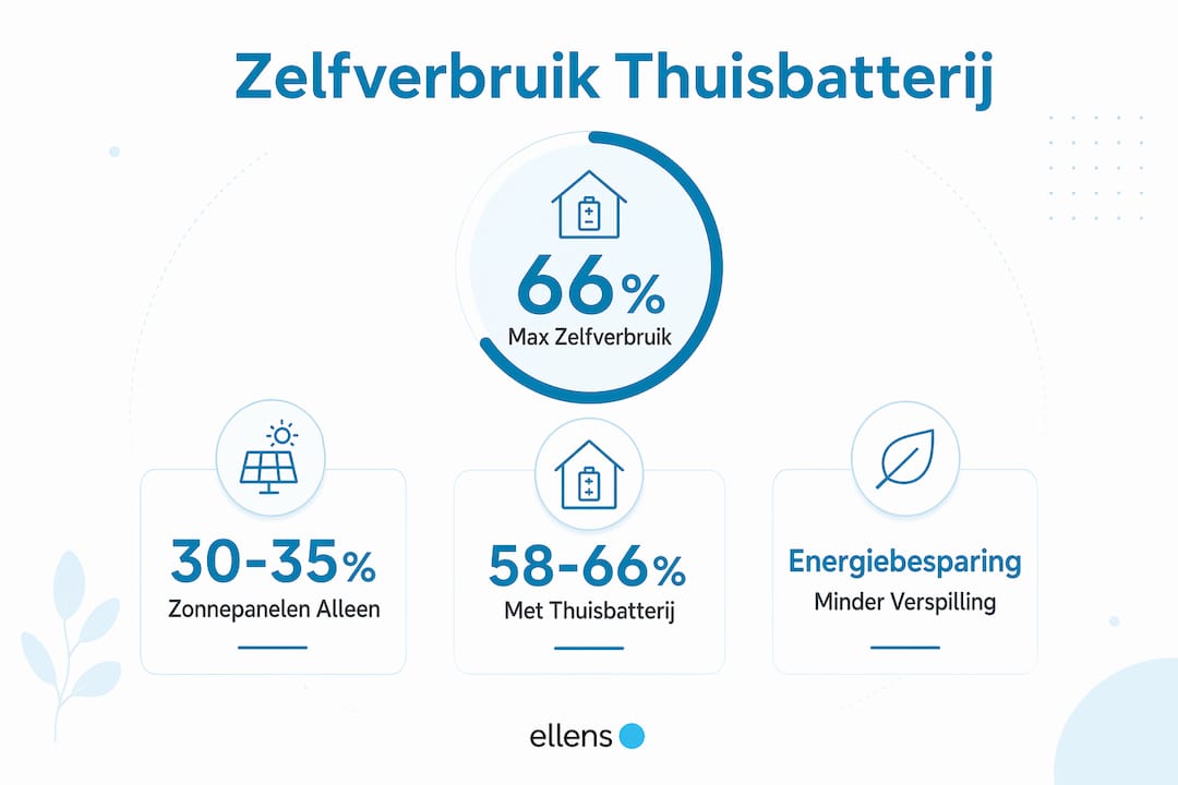 Overzichtelijke infographic met cijfers over het eigen gebruik van thuisbatterijen