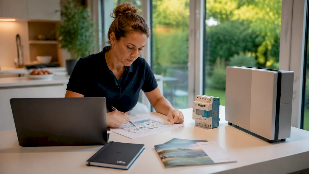 Een technicus verdiept zich in de documentatie van EMS-software en onderzoekt deze grondig.
