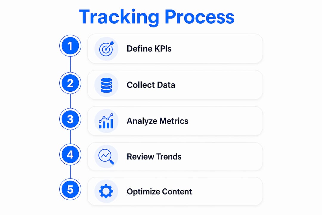 Infographic illustrating the steps in content performance tracking process