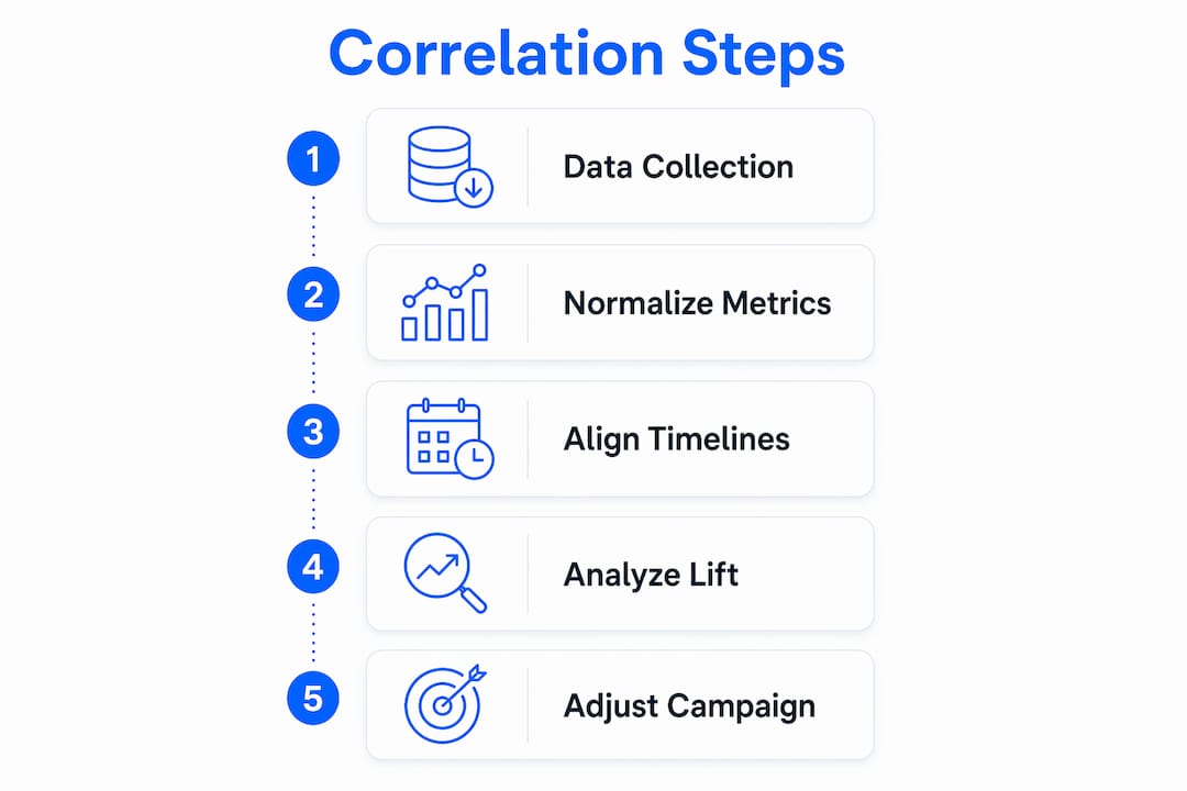 Infographic detailing steps to correlate search trends with campaigns