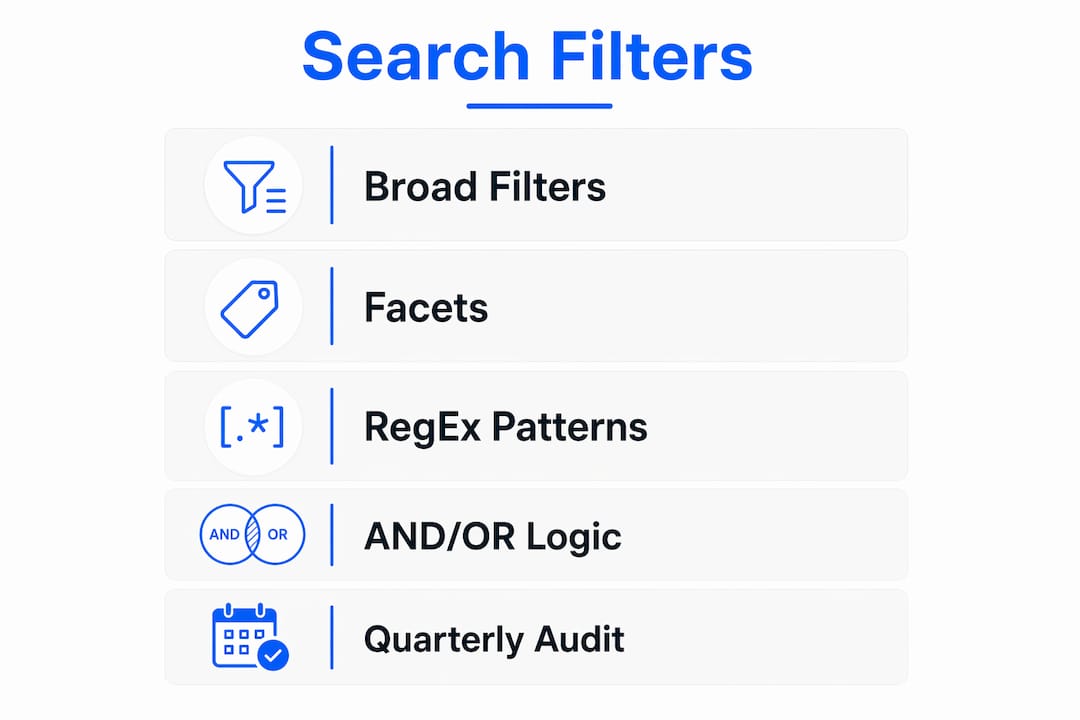 Infographic showing search filters process in five steps