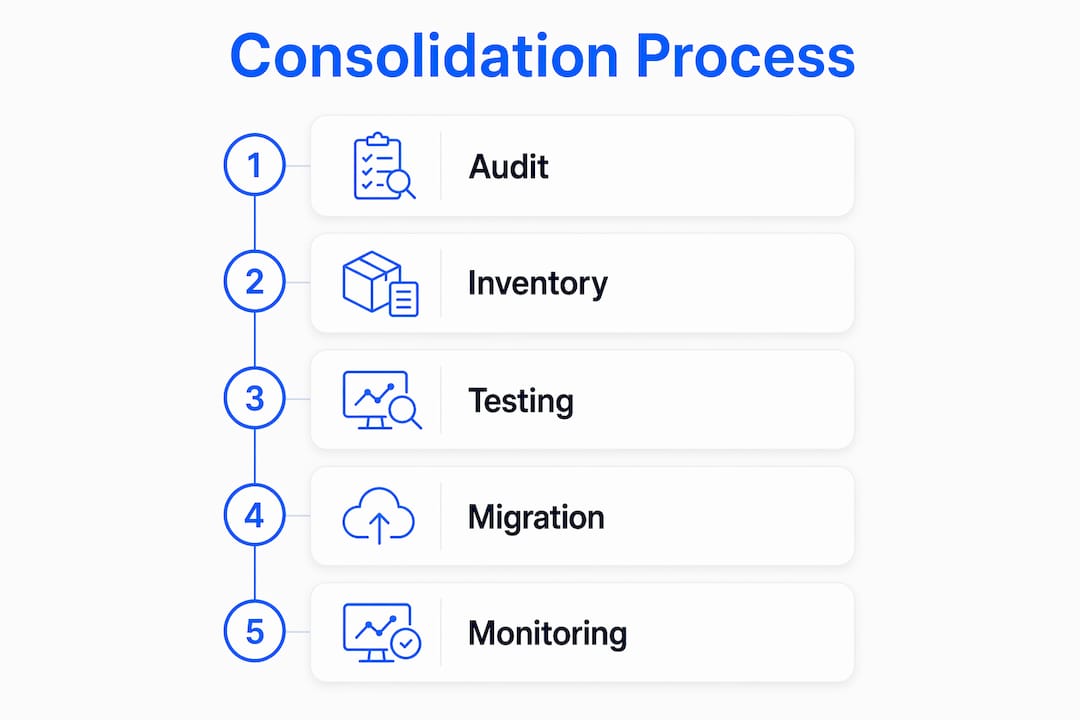 Infographic outlining consolidation process steps