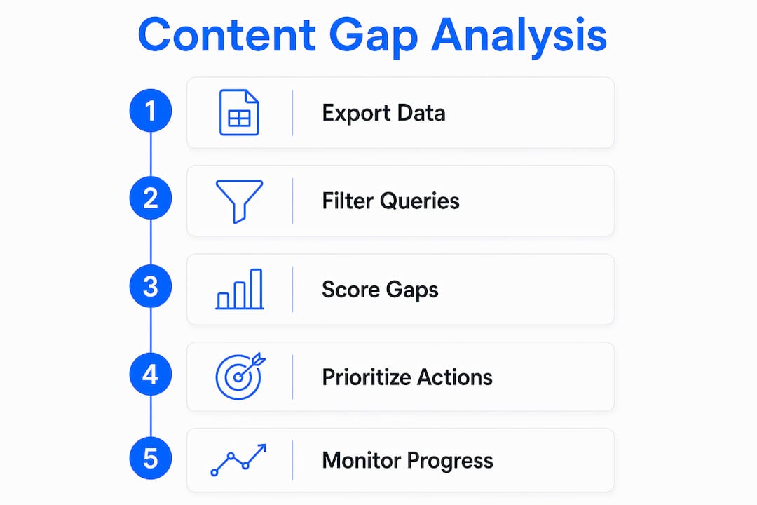 Infographic showing steps for content gap analysis