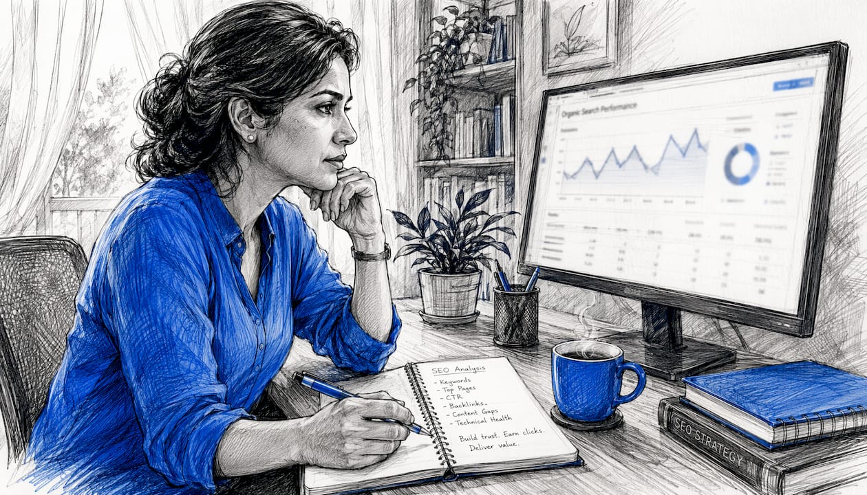SEO analyst working on search insights