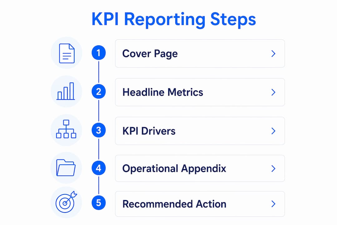 Infographic showing KPI reporting process steps