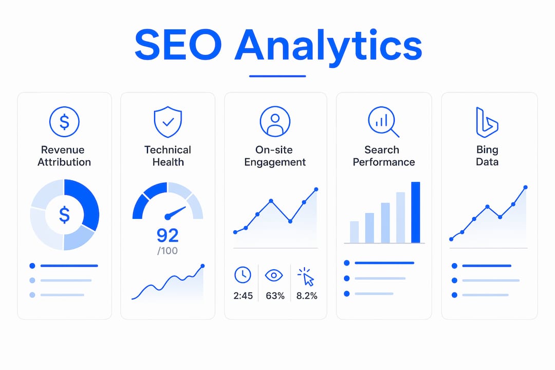 Infographic showing SEO analytics key areas hierarchy