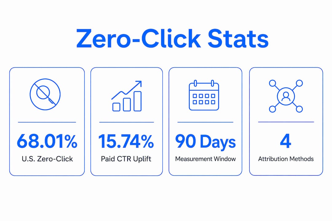 Infographic showing key zero-click search statistics