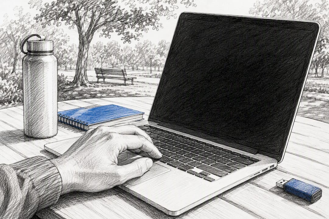 Person exporting SEO data with USB drive