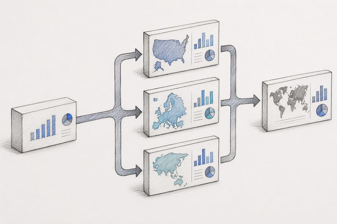 Illustration of country segmented SEO reporting