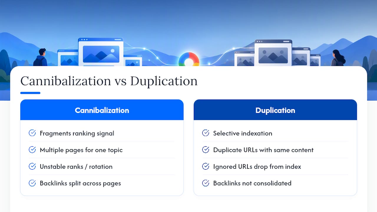 How Do Cannibalization and Duplication Hurt Rankings? — overview diagram
