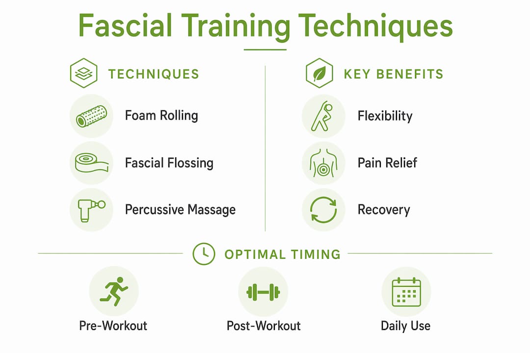 Infographic comparing fascial training techniques and benefits