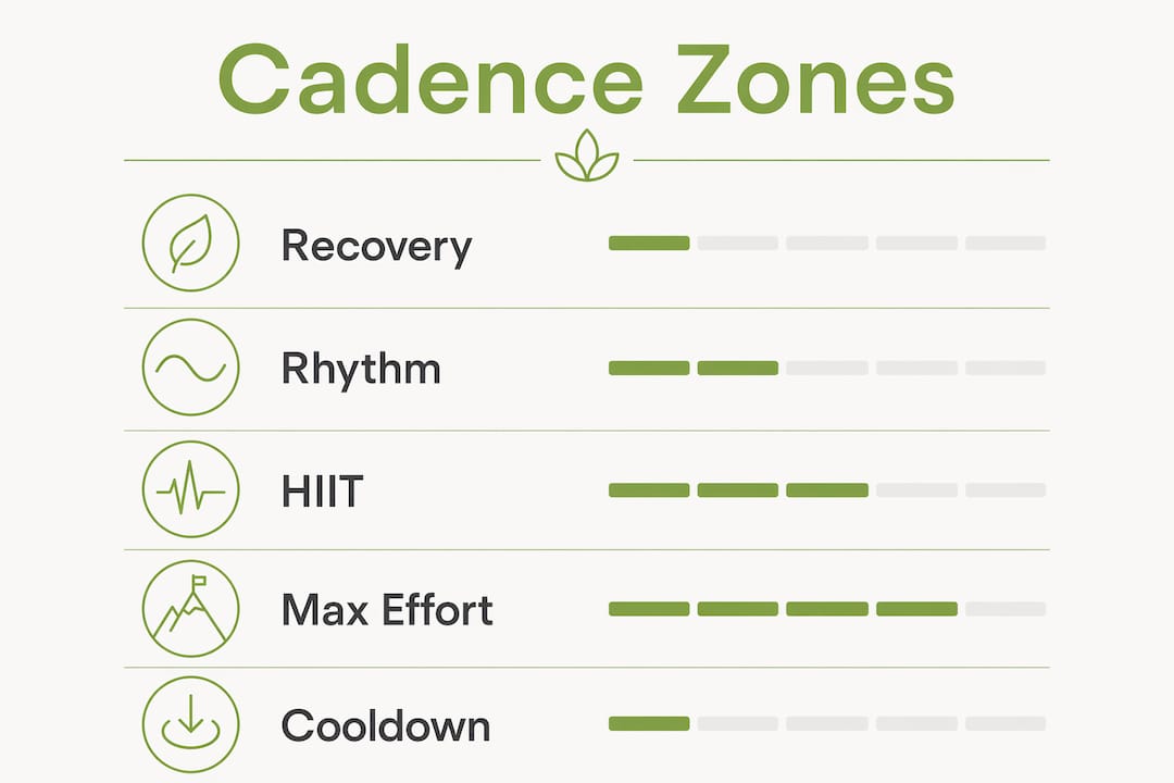 Infographic showing cadence zones for rope flow training