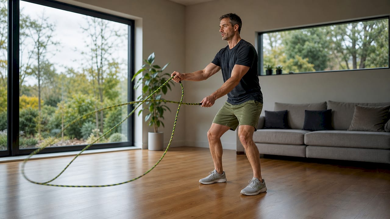 Man demonstrating proper rope flow posture and grip