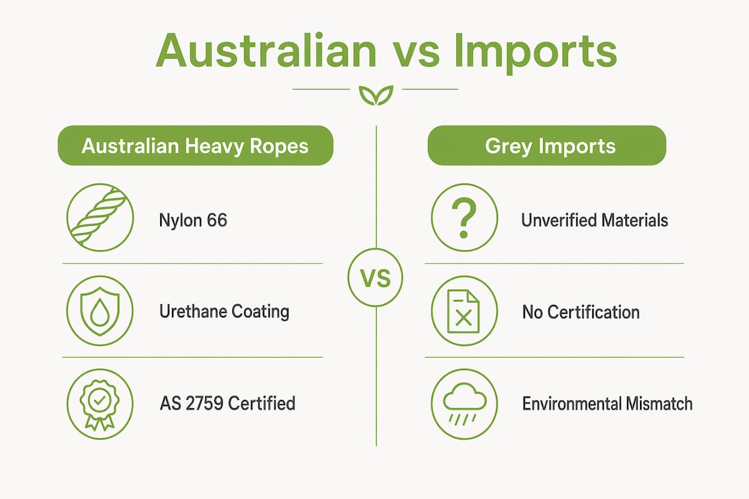 Infographic comparing Australian heavy ropes and imports